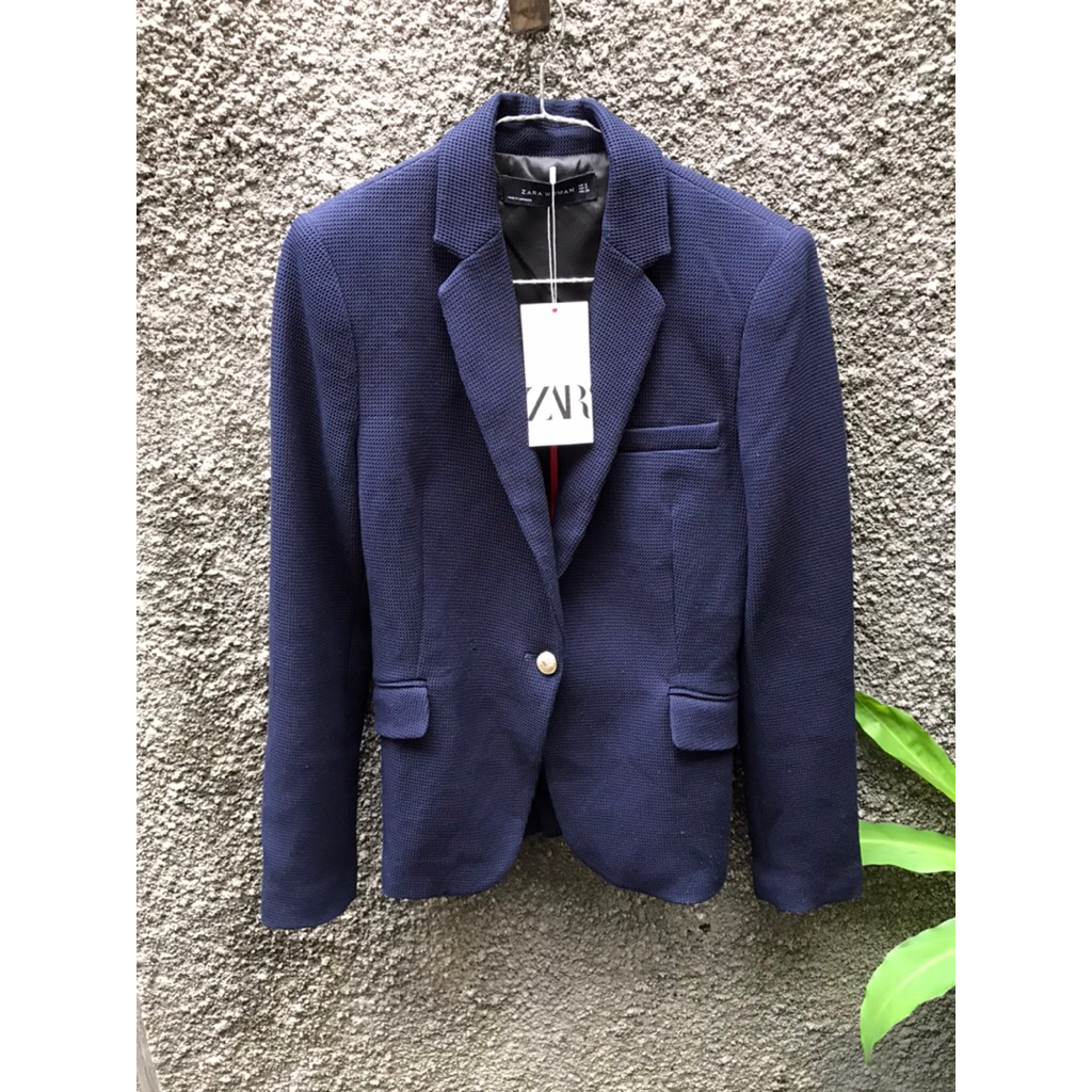 Zara tweed navy blazer