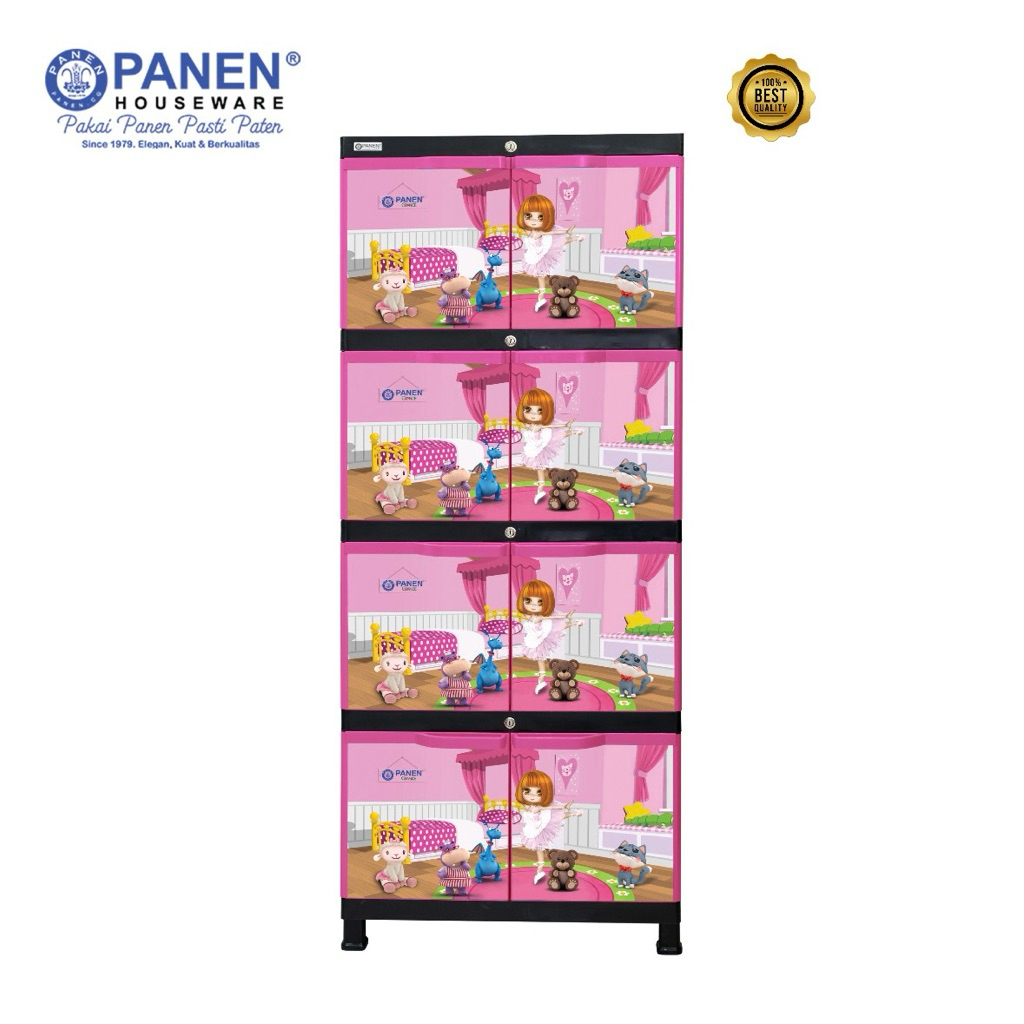 Panen Lemari Kabinet Grande 4 Tingkat 8 Pintu Ballerina / Lemari Plastik Pakaian Jumbo Anak