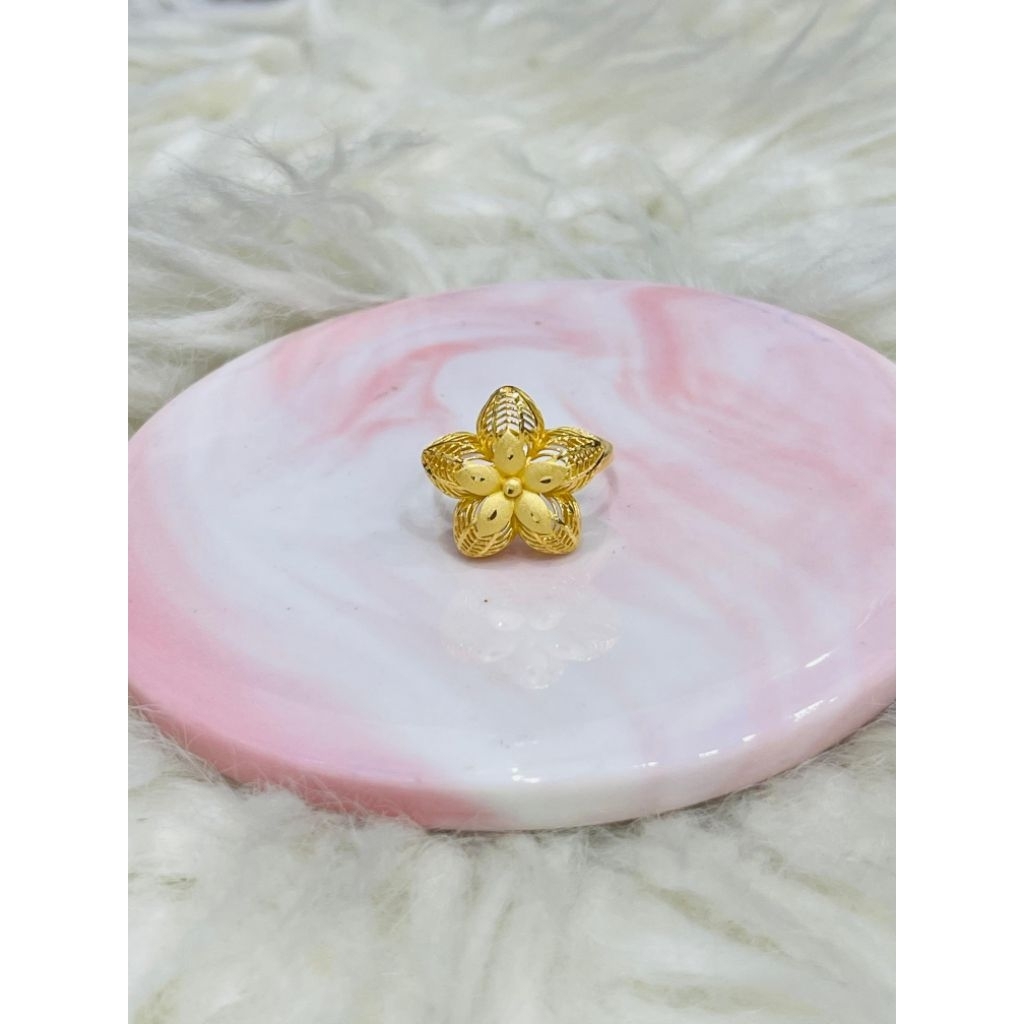 cincin bintang bunga kerawang uk 17 elegant emas asli kadar 700