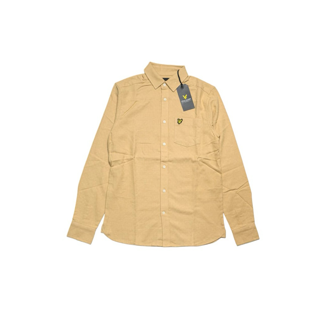 Lyle and Scott Grid Texture Long Sleeve Shirt khaki
