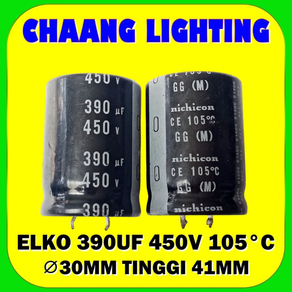 390UF 450V KAPASITOR ELKO 390UF 450V CAPASITOR ELCO 390UF 450V 105°C NICHICON