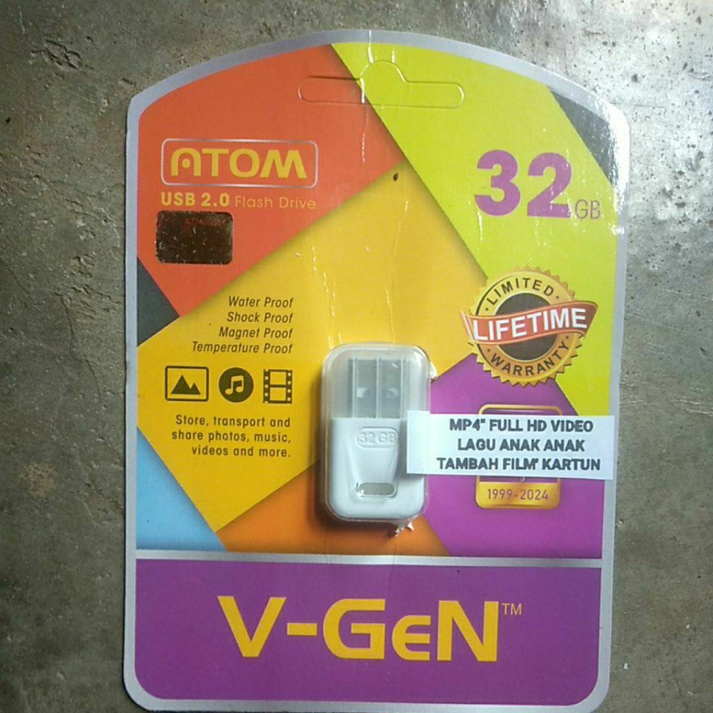flashdisk USB 32gb V-Gen isi ful mp4 lagu anak dan  filem anak