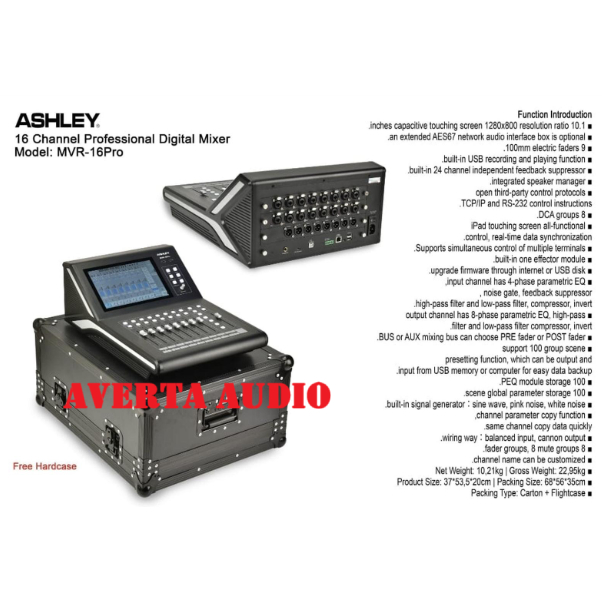 Ashley MVR-16Pro Original Mixer Audio Digital 16 Channel