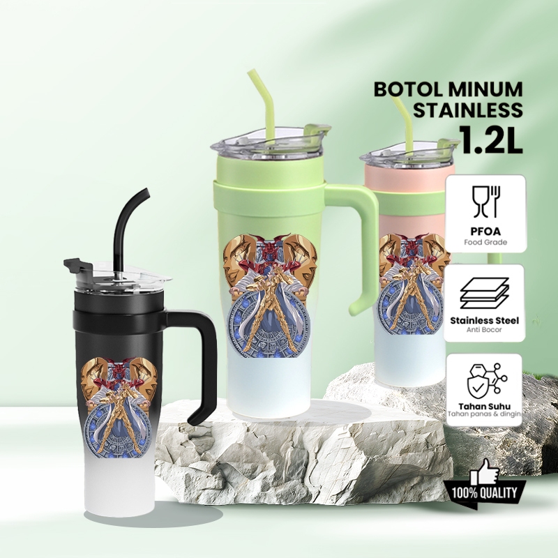 Portable Saint Seiya Tumbler Stainless Steel 1.2L Kapasitas Besar Termos Air Tahan 24 jam botol Kopi