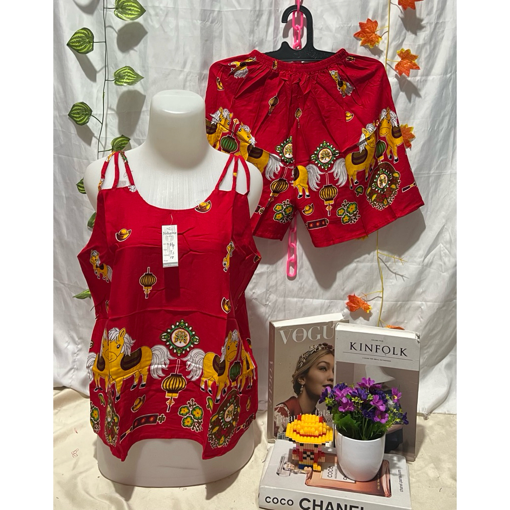 Baju Tidur Hotpant Merek Gajah Putih / Yohana LD 108cm-110cm Baju Tidur HP Gajah Putih Rayon Stelan 