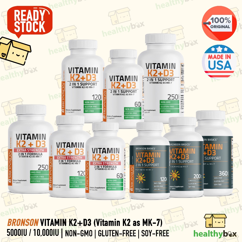 BRONSON Vit D3 K2 (Vit K2 as MK-7) 5000 IU / 10000 IU