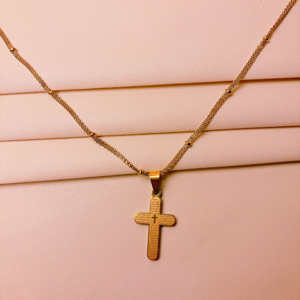 Kalung jedar Titanium Lapis Emas