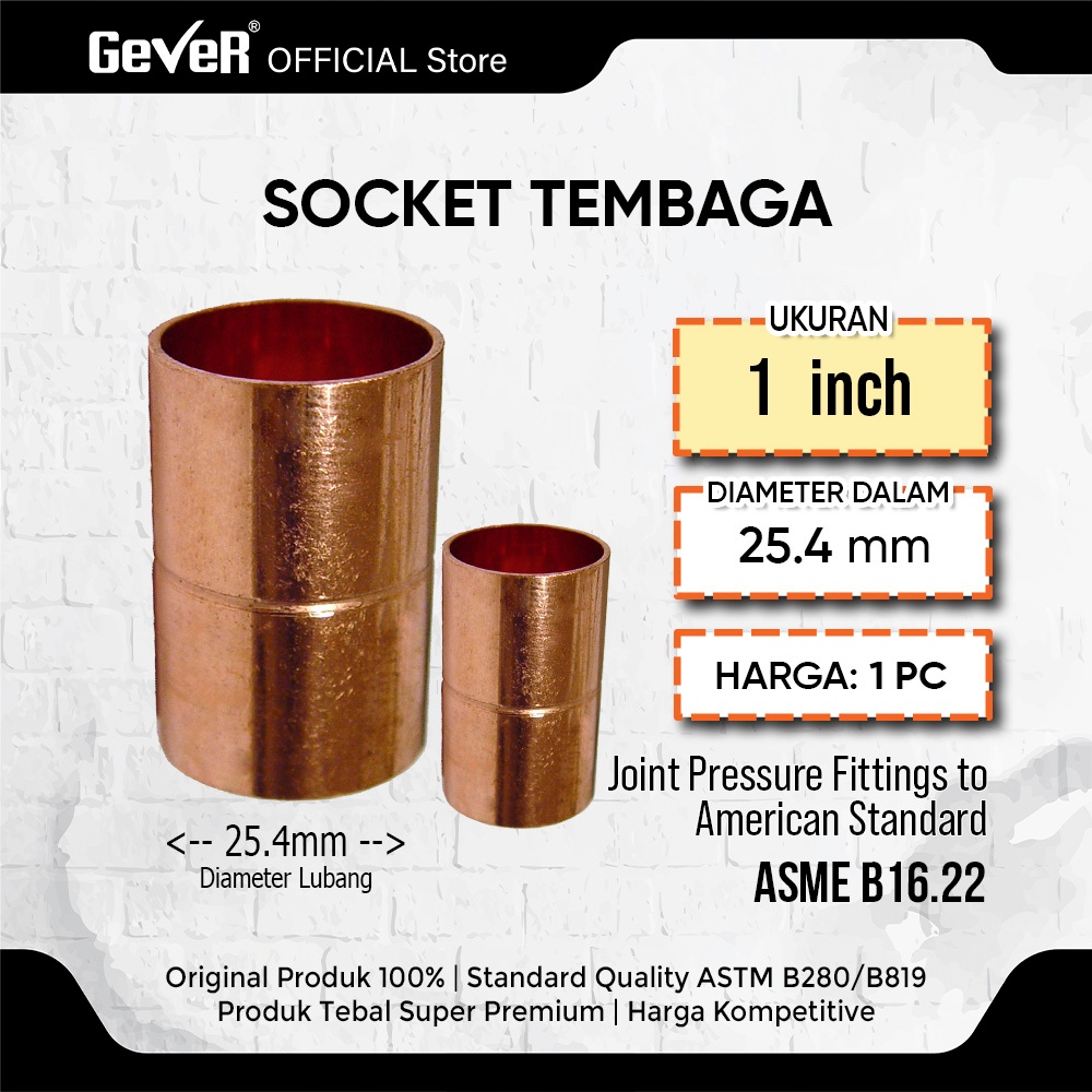SOCK TEMBAGA 1 INCH DENJI / Fitting Sambungan Pipa Tembaga
