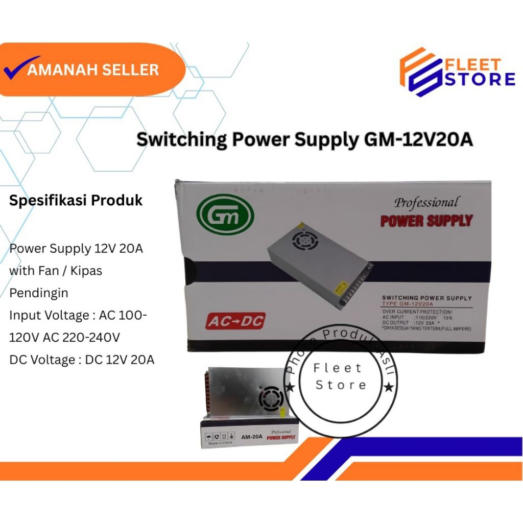 Profesional Power Suply switching power type GM-12V20A