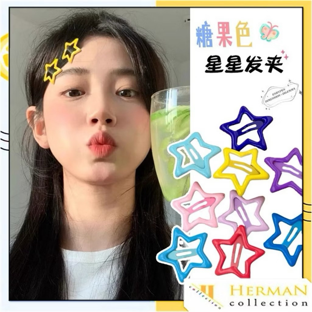 ❤️BAANUN❤️ HC jepit jilbab Jepit Rambut Bentuk Bintang 5PCS Hair Clips Bintang Aksesoris Rambut Wani