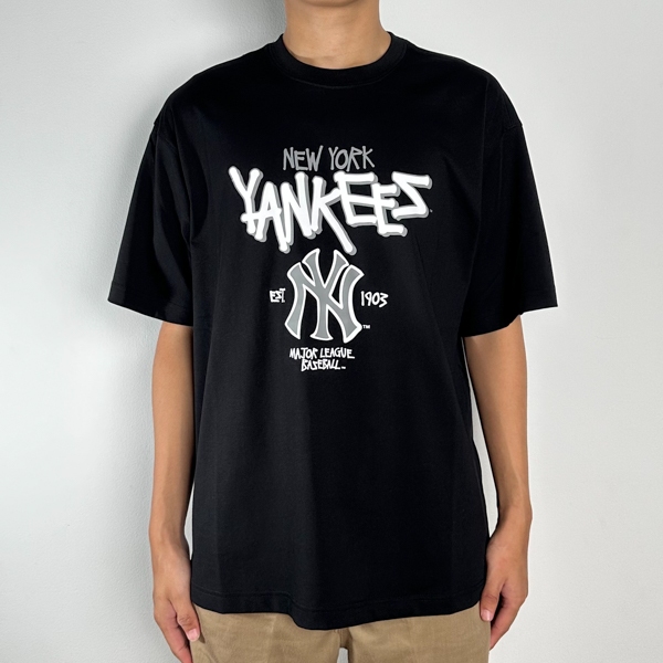 Kaos MLB NY YANKEES MULTI LOGO MAJOR LEAGUE GREY BLACK TSHIRT 100% ORIGINAL