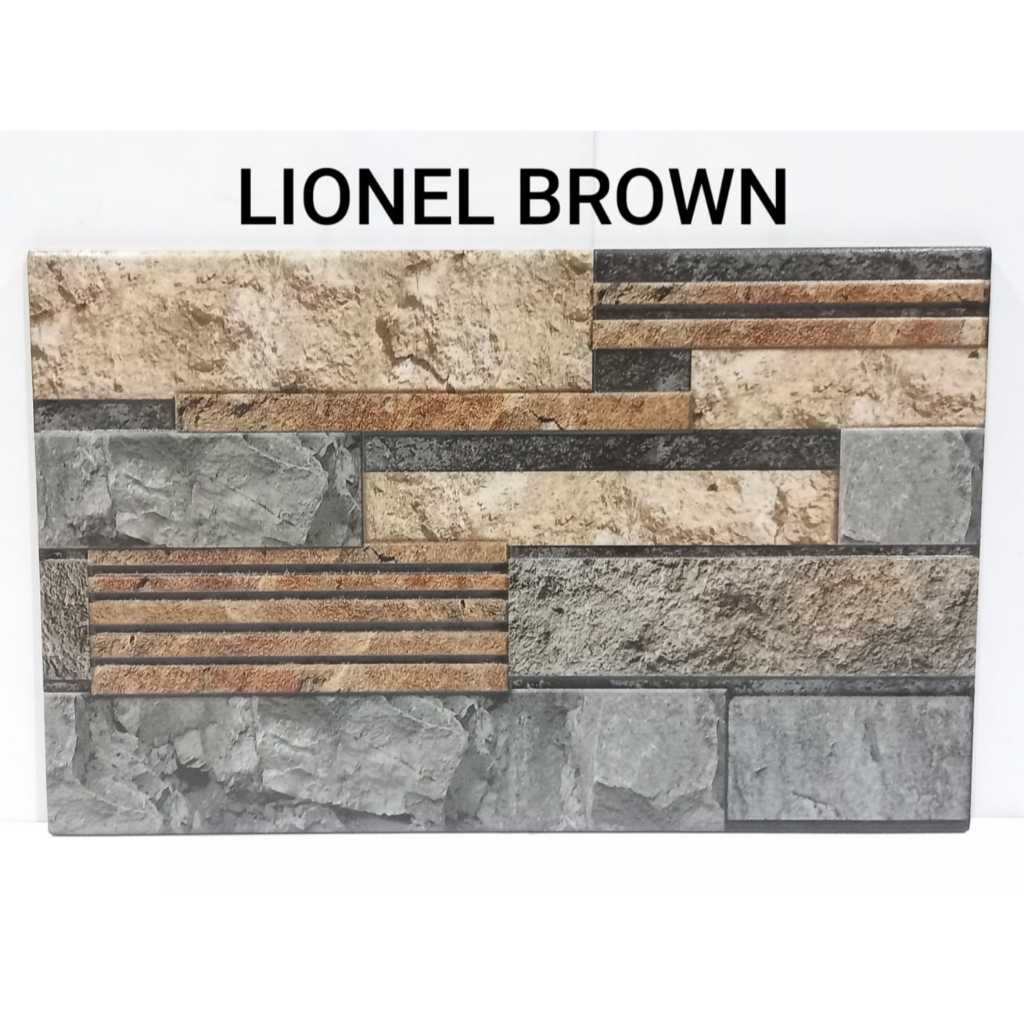 Keramik 25x40 MASS Lionel Brown Motif Batu Alam Natural