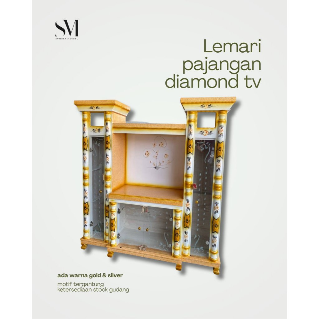 LEMARI PAJANGAN DIAMOND TV KRISTAL KAYU