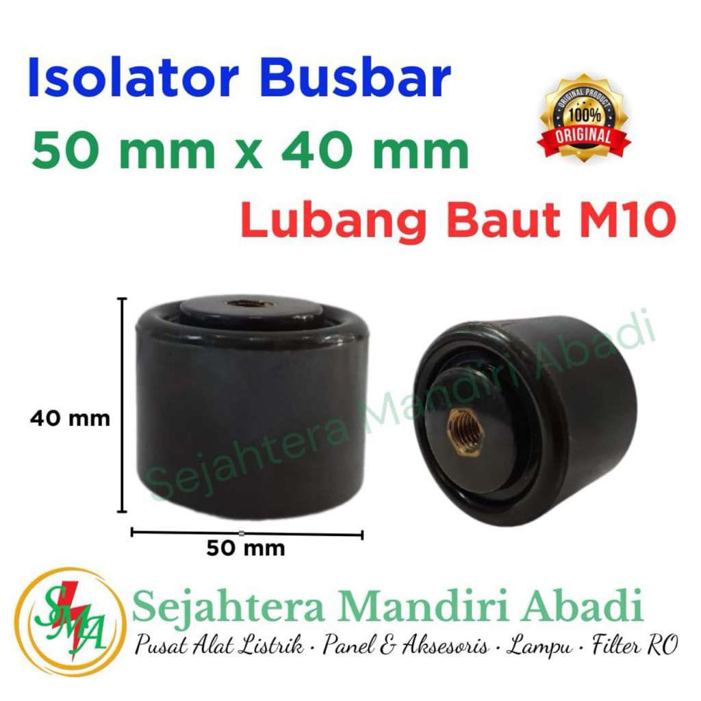 Isolator Busbar 50x40 Dudukan Busbar Bulat Hitam Kaki Rail Copper Holder