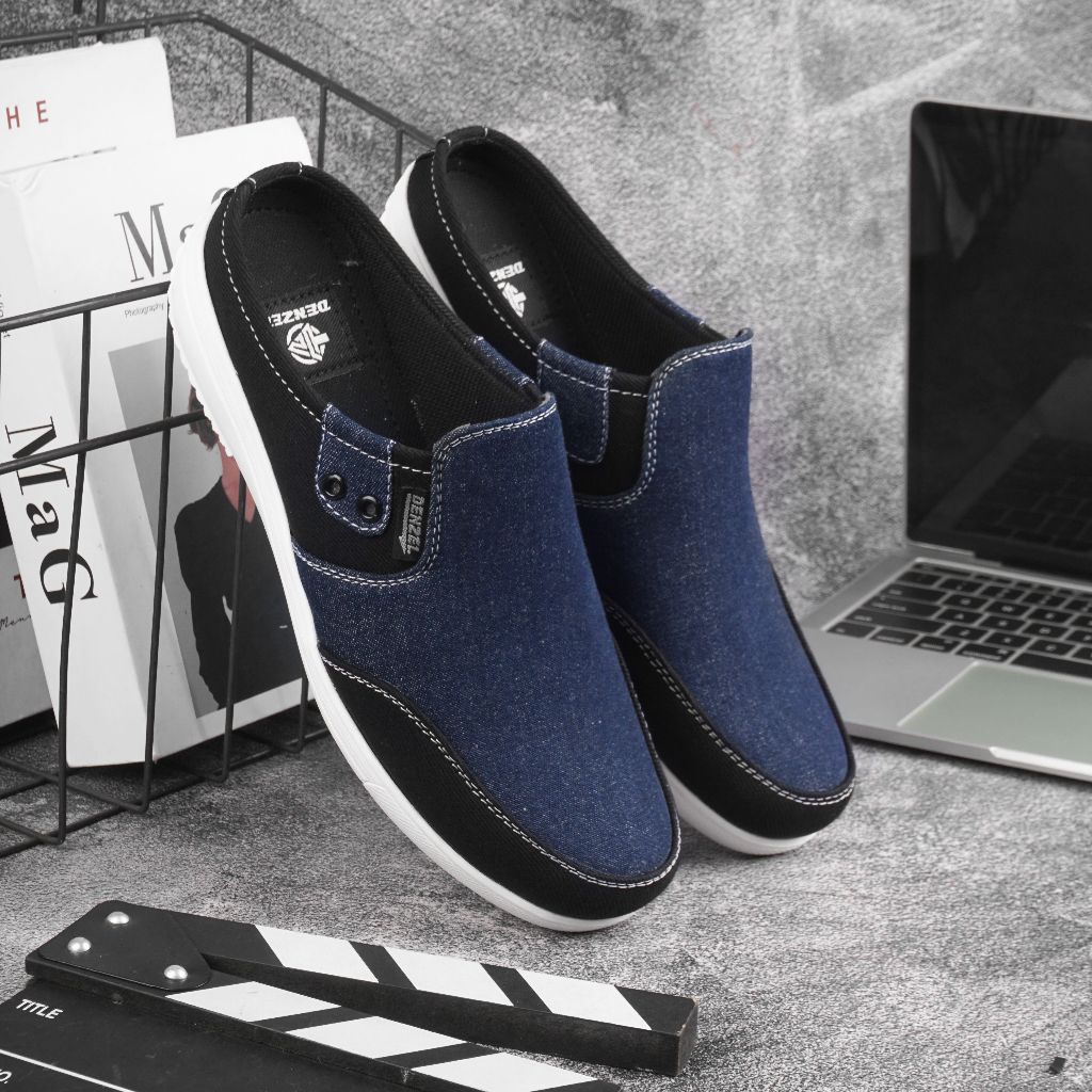 DENZEL DZ 032 Denim Sepatu Bustong Pria - Sepatu Sandal Pria