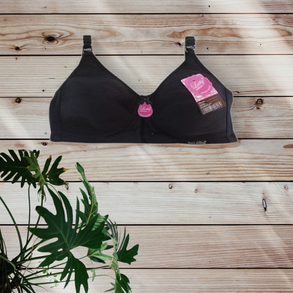 ( 1 Pcs ) Bra Sport LUTTY Size 34-46/Bh Sport Tanpa busa tanpa kawat Terlaris Dengan Warna ( Hitam )