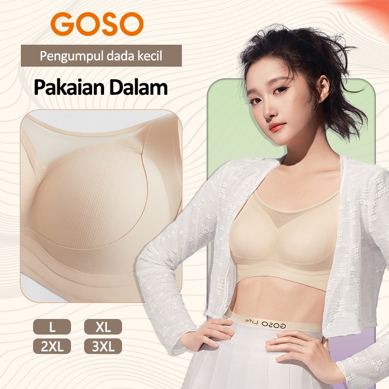 GOSO Bra Push Up Tanpa Kawat 3D Seamless Bra Thin Cup Travel Friendly Bh Big Size Import Nyaman