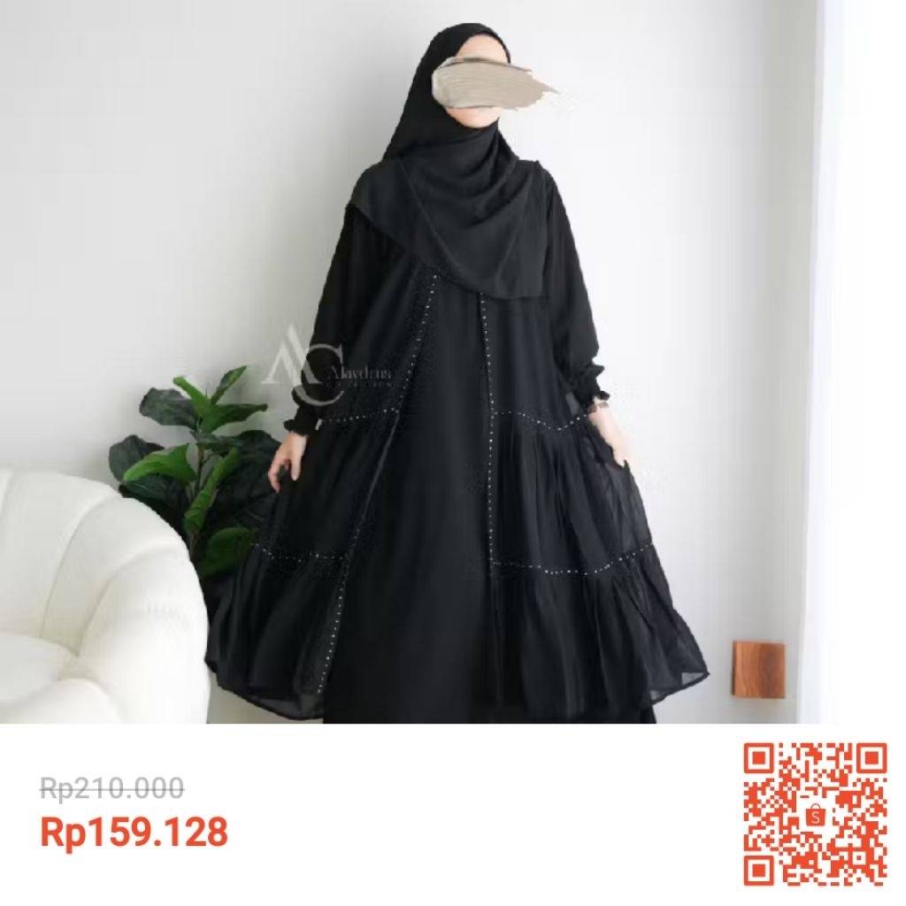 Alaydrus Collection - PL gamis hitam untuk umroh size S