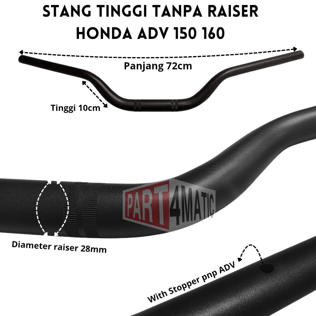 Stang HONDA ADV 160 150 tinggi tanpa narik kabel tanpa raiser PNP nyaman scarlet