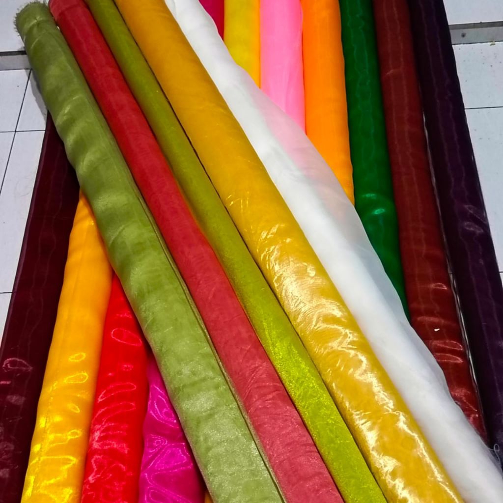 kain organdi polos/kain organdi premium /kain tunic / gudang kain harga per 0.5M