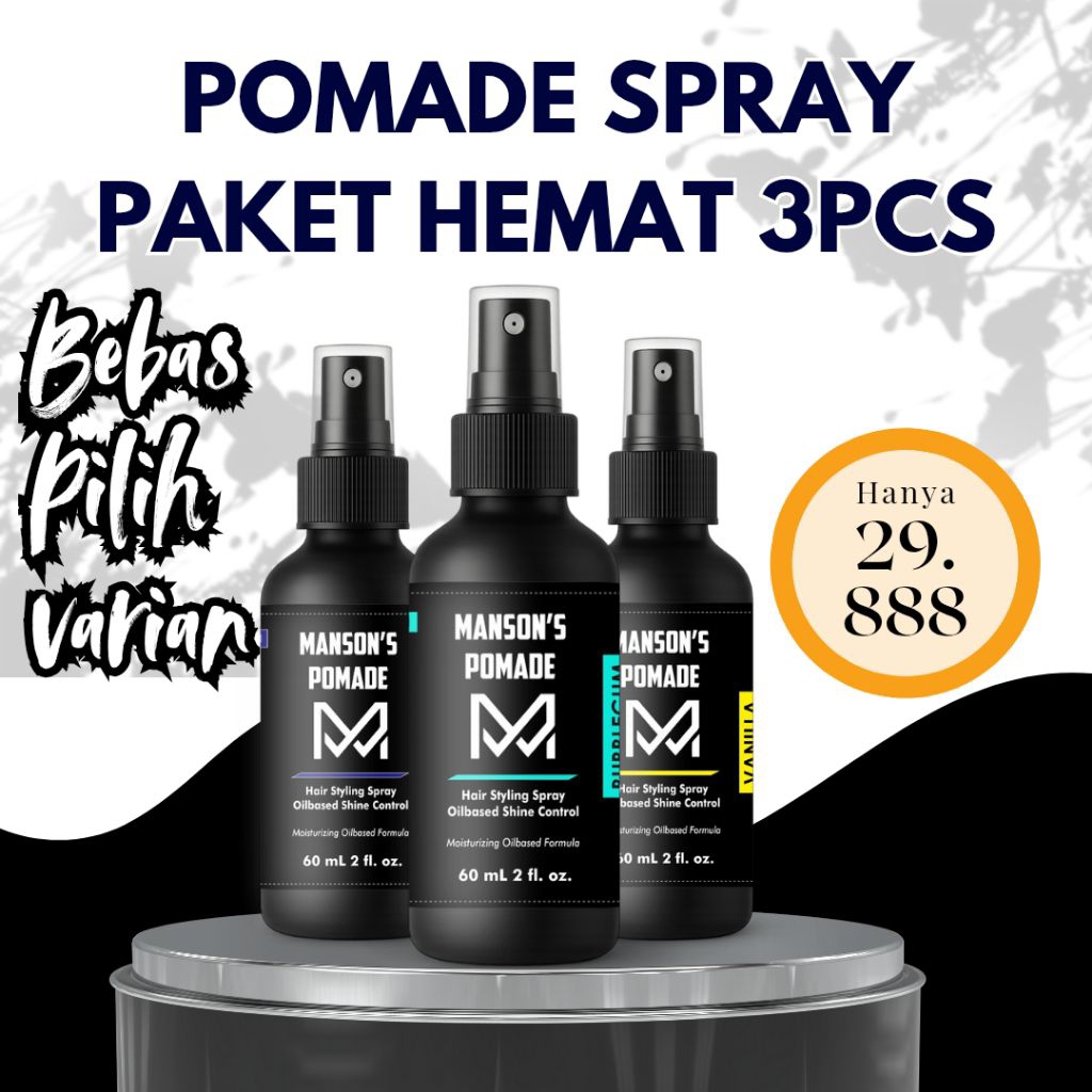 PAKET HEMAT POMADE SPRAY MANSON'S POMADE ORIGINAL 60ml BPOM / POMADE SPRAY GROSIR / BUKAN WATERBASED
