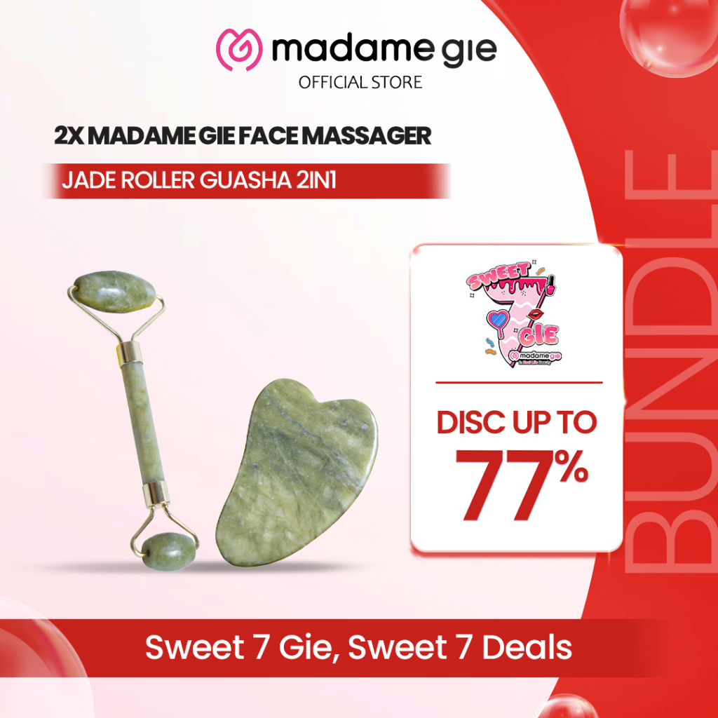 2X Madame Gie Face Massager - Jade Roller Guasha 2in1
