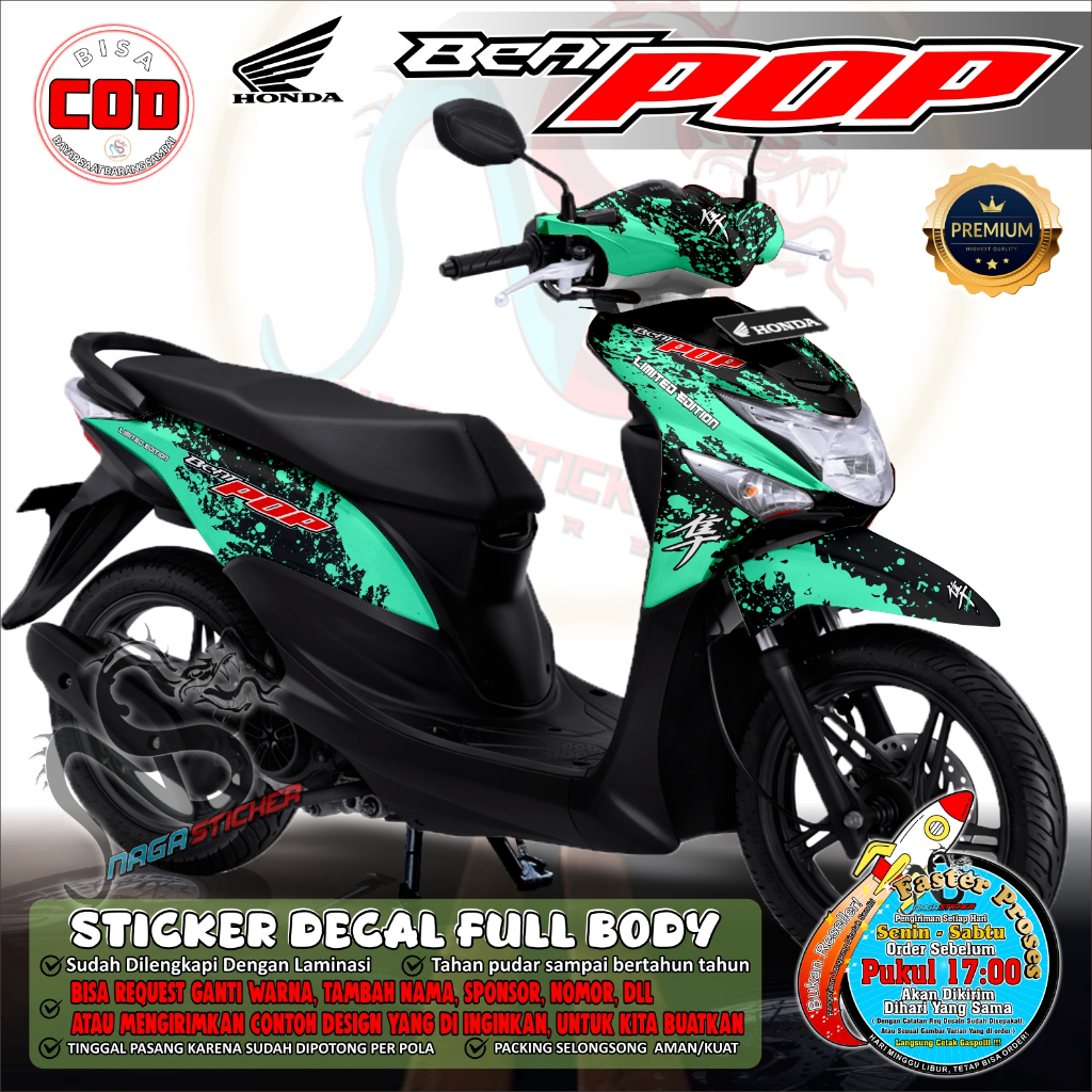 Bisa COD Decal Sticker Full Body HONDA BEAT POP Motif POLOS NS3605 STICKER Custom Dekal