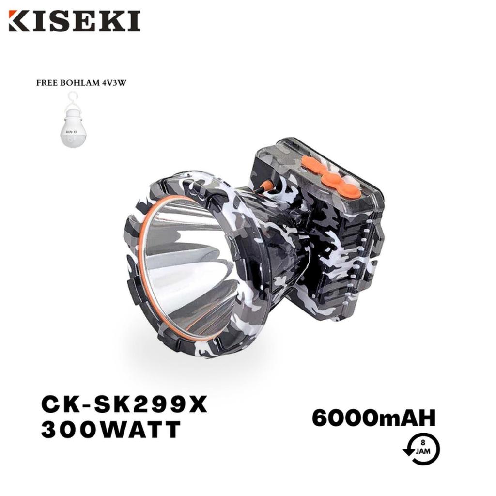 Kiseki Senter Kepala CK-SK299X 300Watt Cahaya Putih 16 Jam Baterai 2x3000mAh LED Super Terang 500 Me