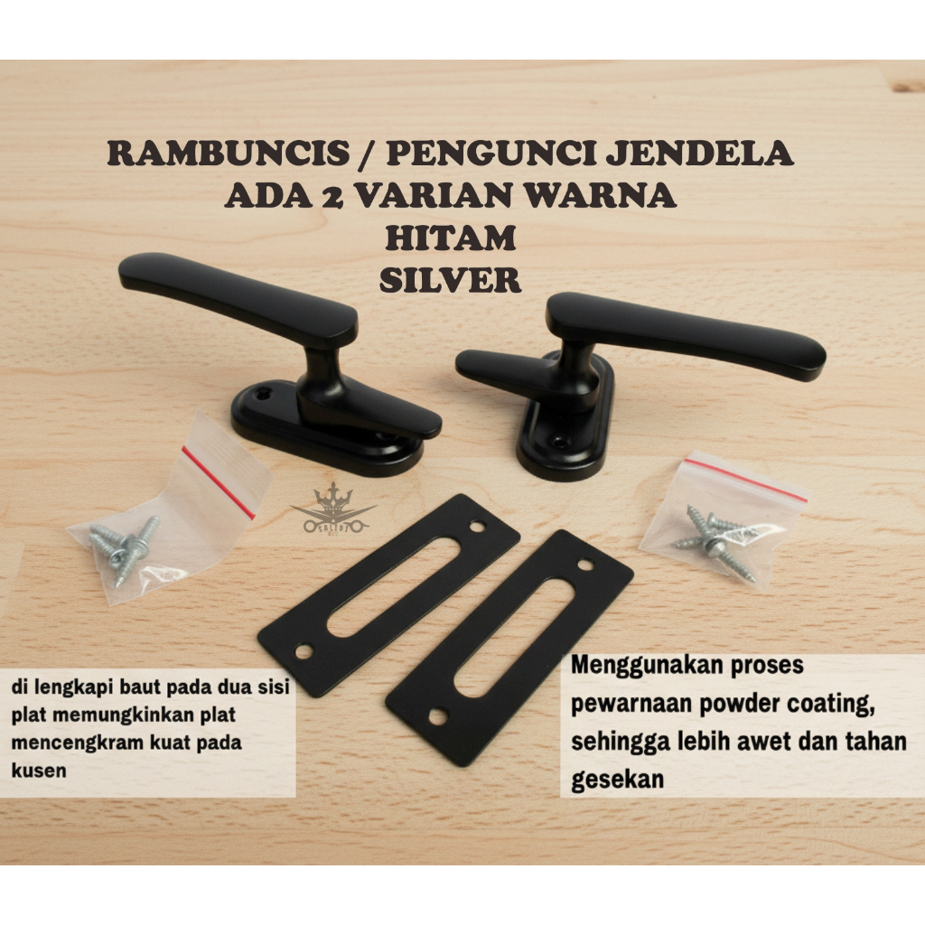 Rambunci jendela alumunium tebal / Grendel slot jendela / panolet / pengunci jendela