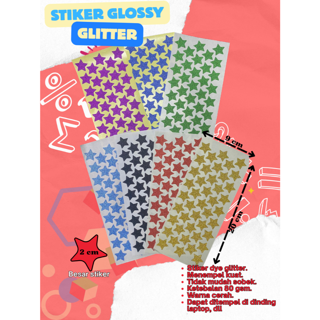 Stiker Bintang Glitter / Stiker Reward Bintang / Stiker keren