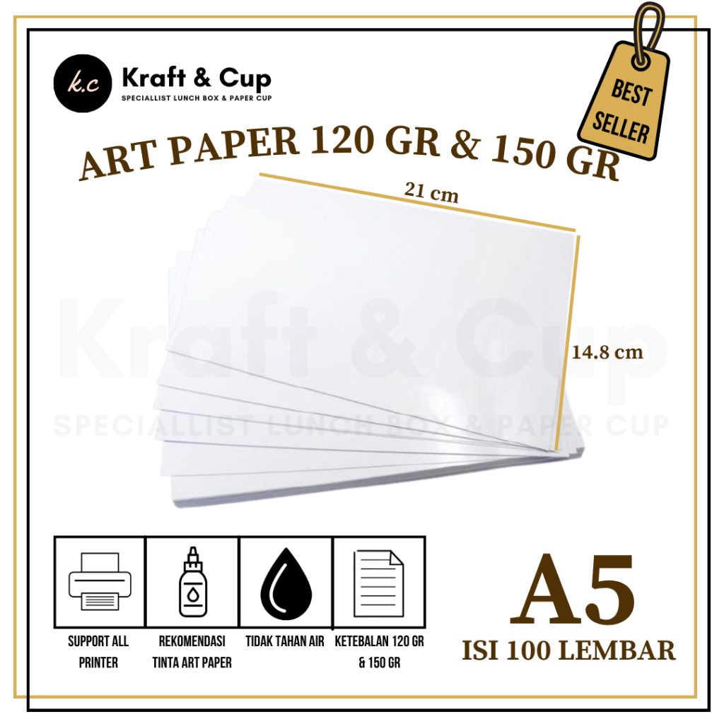 [100 LBR] Kertas Art Paper A5 120 & 150 gsm Kertas Art Paper 120 & 150 gsm A5