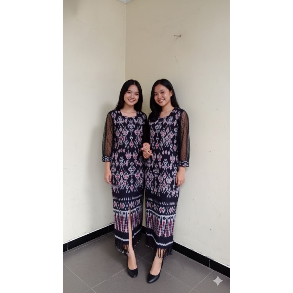 Dress model terbaru motif tenun Jepara premium