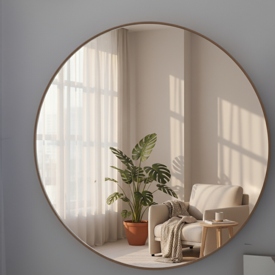 Cermin Bulat Dinding Aesthetic Frame Hitam/Putih/Gold  Cermin Dinding/ Cermin Aesthetic/ Kaca Dindin