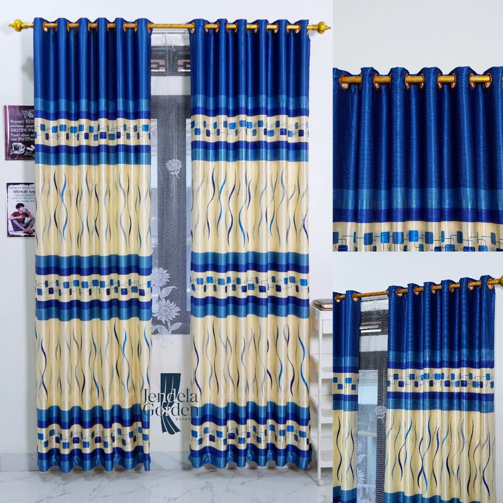 Gorden Ruang Tamu Minimalis Tinggi 230cm Bahan Kain Blackout premium Model Smokering Hijau Coklat