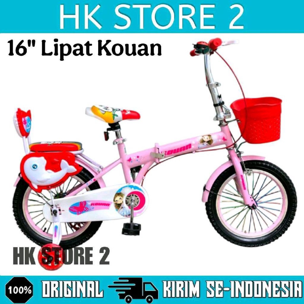 Sepeda Lipat Anak KOUAN Ukuran 16 Inch Keranjang