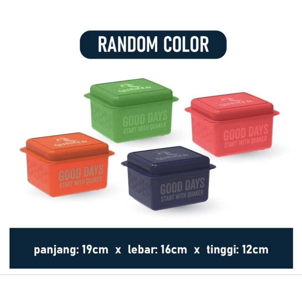 Quaker Oat Kotak Makan Tempat Penyimpanan dengan Tutup Serbaguna Quakers Container with Lid