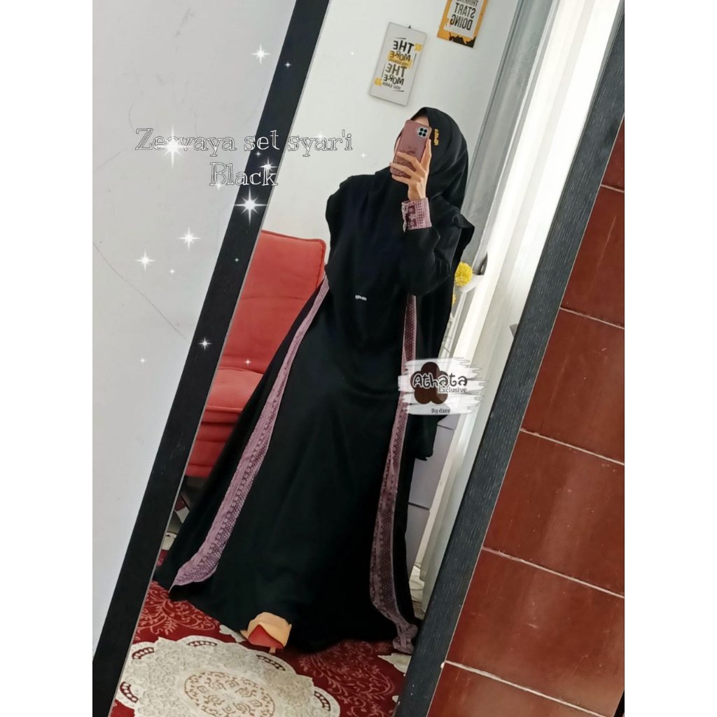 ZEEVAYA SET SYARI ATHATA, GAMIS SET HIJAB , GAMIS ITY CREPE