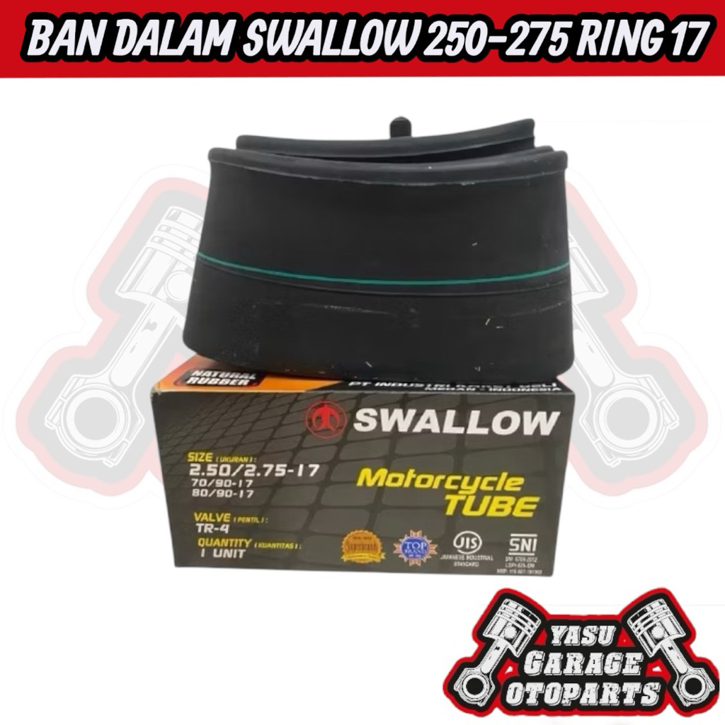 BAN DALAM DALEM MOTOR RING 17 250/275-17 MERK SWALOW SWALLOW