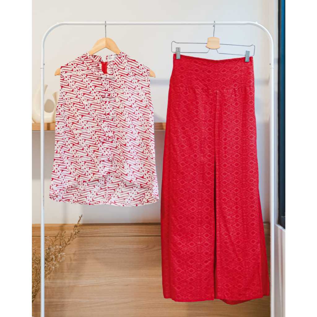 ONE SET ATASAN TANPA LENGAN BATIK LOLITA TOP SETELAN BATIK ATASAN PITA SLEEVELESS BATIK BOW TOP WANI