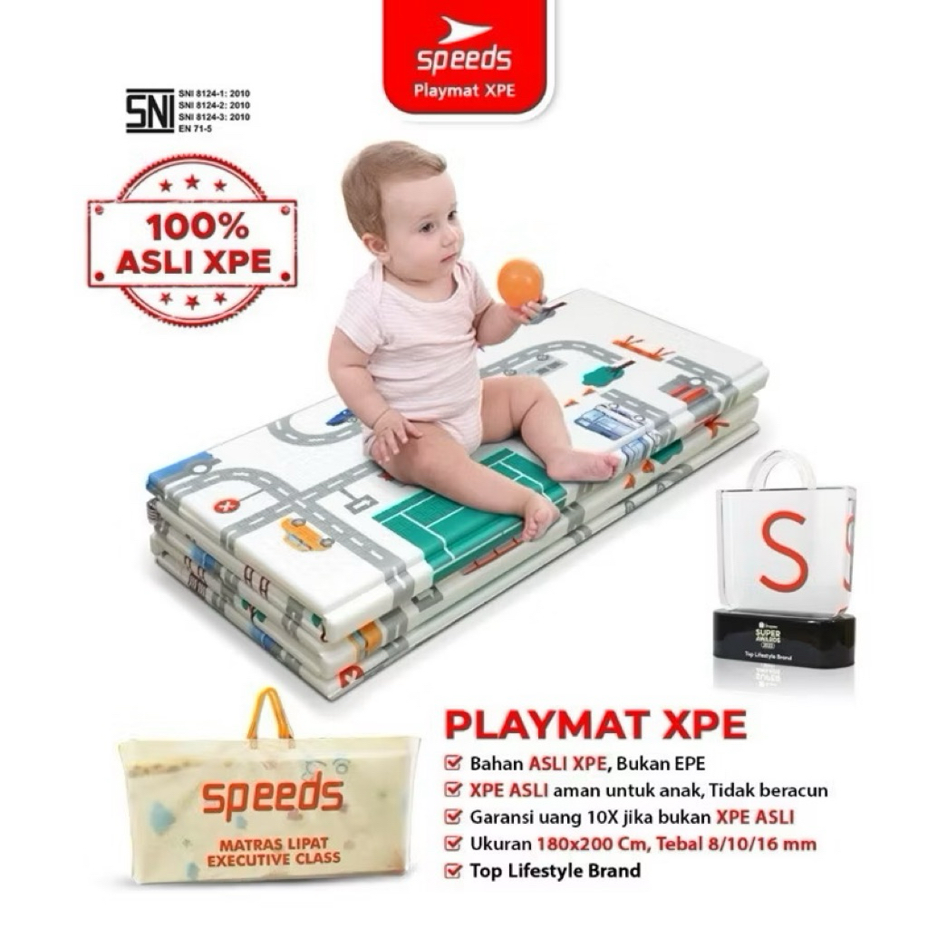 SPEEDS SNI  Playmat Bayi Karpet Lipat Tebal 8-10mm  Matras Bayi Tikar Lipat Foam Matras Bayi