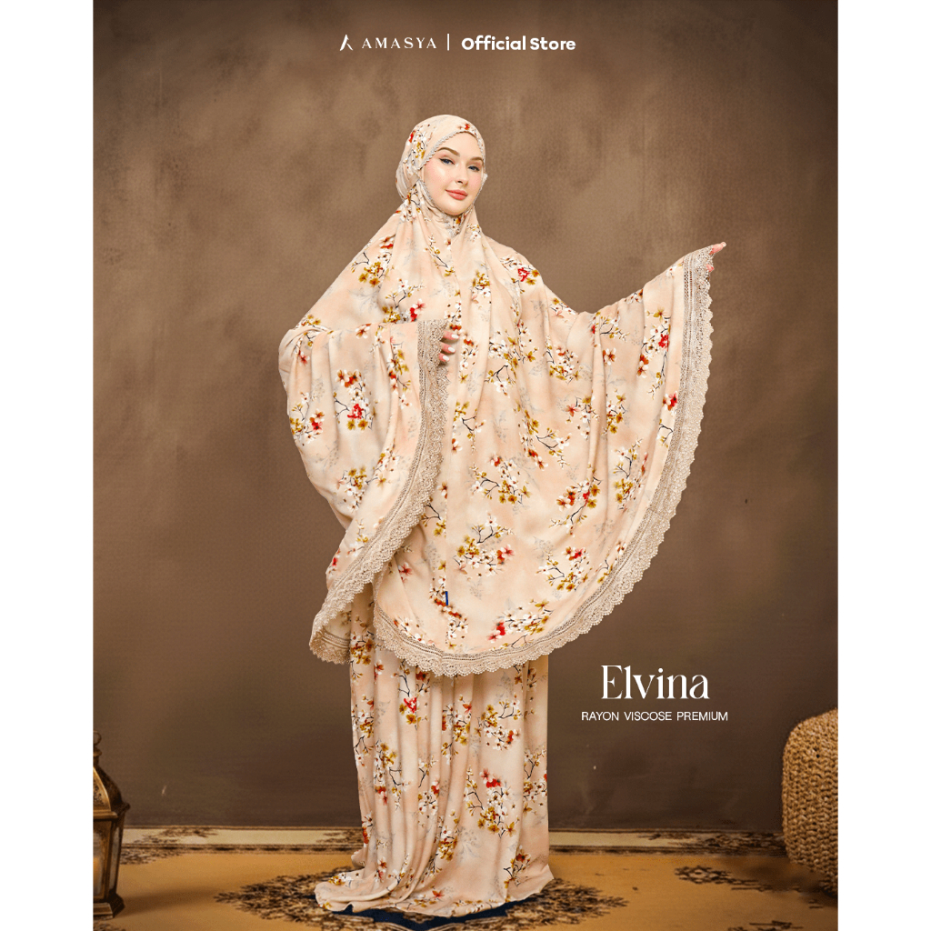 AMASYA ELVINA SERIES | Mukena Prayer Set Super Jumbo Dewasa Premium Reda Gold mewah - Rayon Viscose 