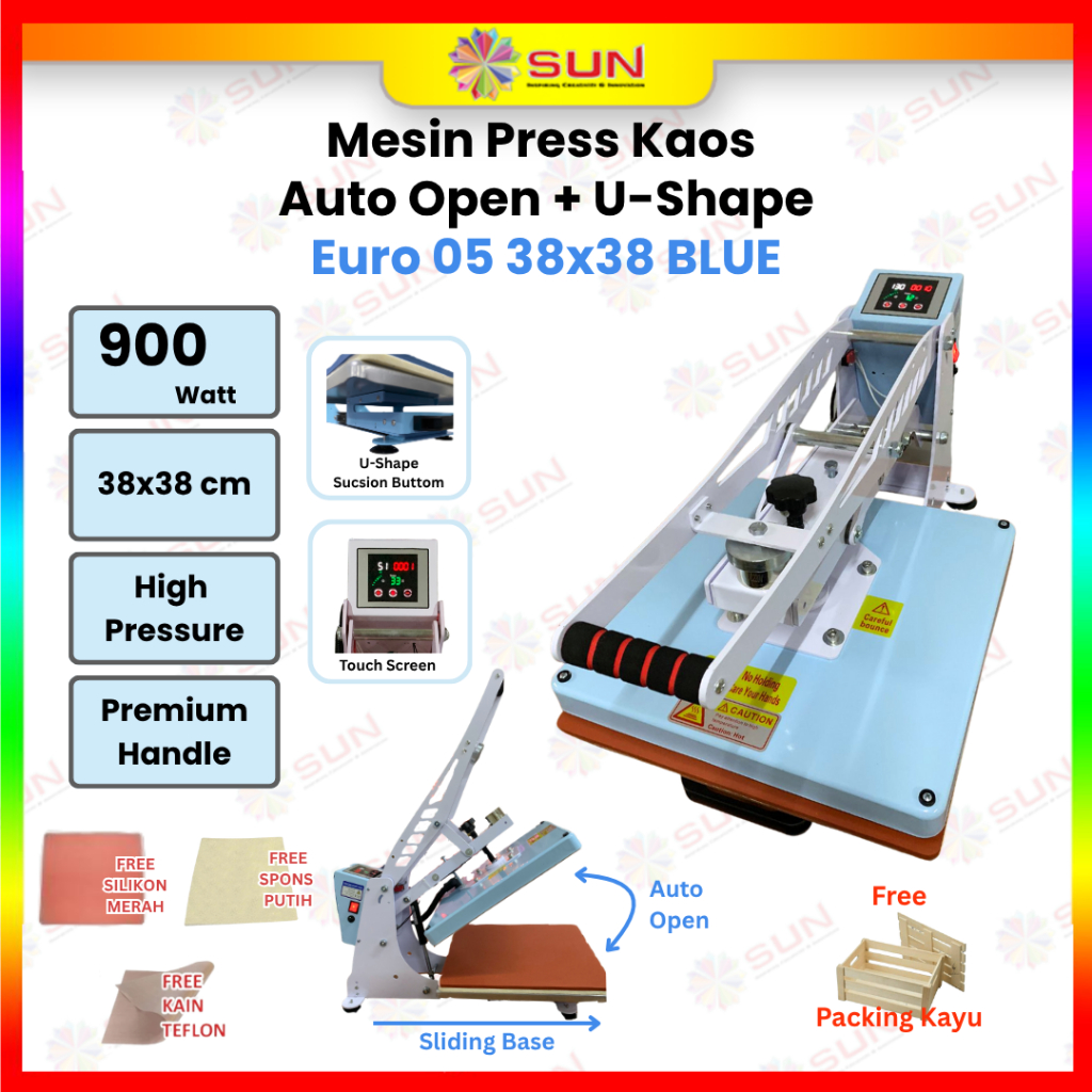 Promo Mesin Press Sablon Kaos Otomatis Auto Open Sliding Euro-04 /05 38X38 / 40X60 - Kaos, Bag,
