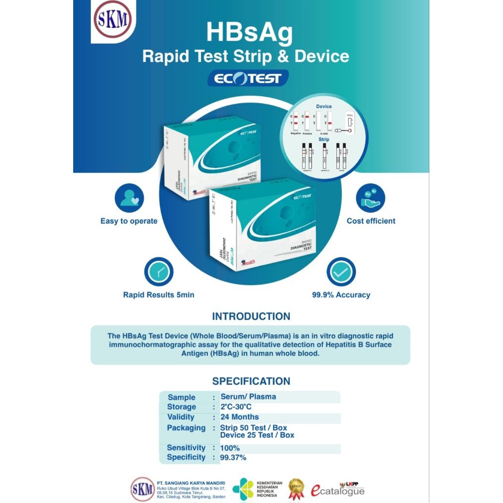 Rapid test HBsAg Device Ecotest