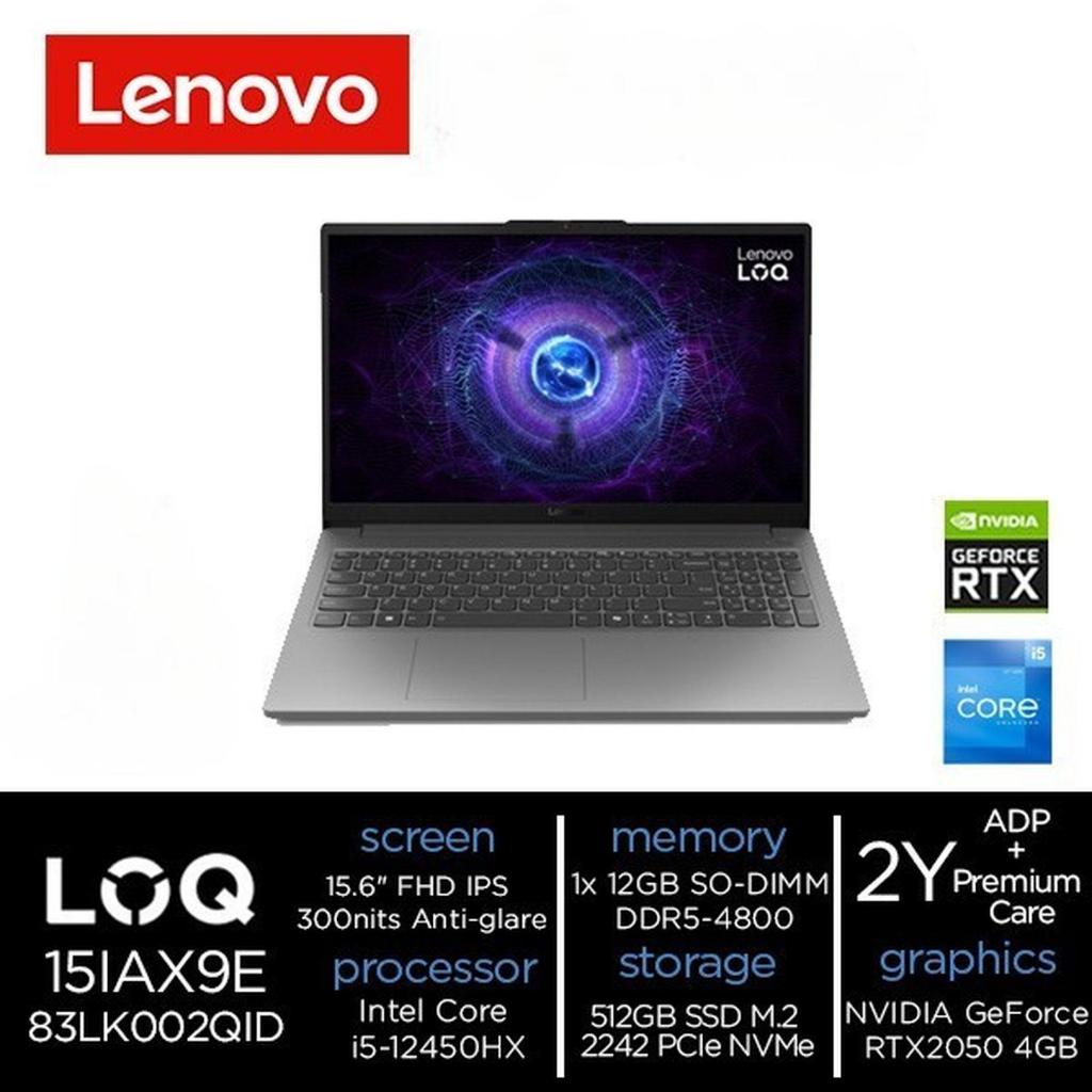 Lenovo LOQ 15IAX9E 2QID – Luna Grey [Intel i5 12450HX-12GB-SSD 512GB-RTX2050]