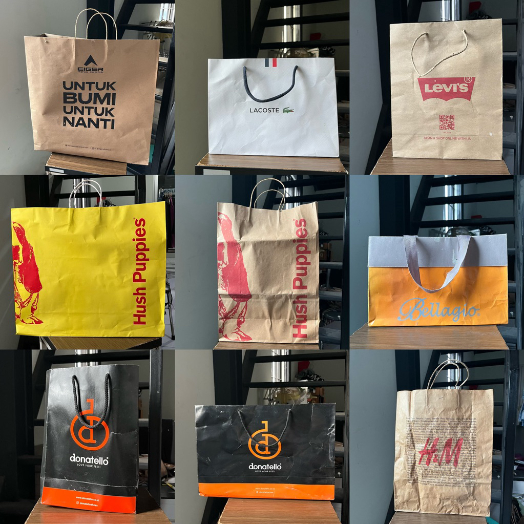 PRELOVED Paper Bag Original Brand Branded ShoppingBag Premium PaperBag Merek Eiger Lacoste Levis Hus