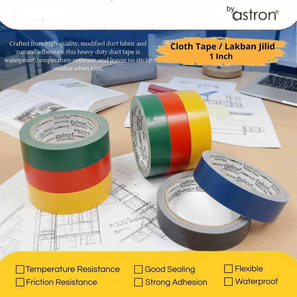 Lakban Kain 1 Inch / Cloth Tape Warna 1" Astron / Cloth Tape 24mm