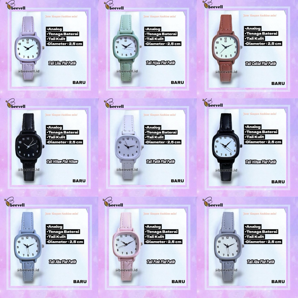 JAM TALI KULIT KOTAK X BEEVELL - FASHION WANITA -TALI KULIT TAMPILAN SIMPEL