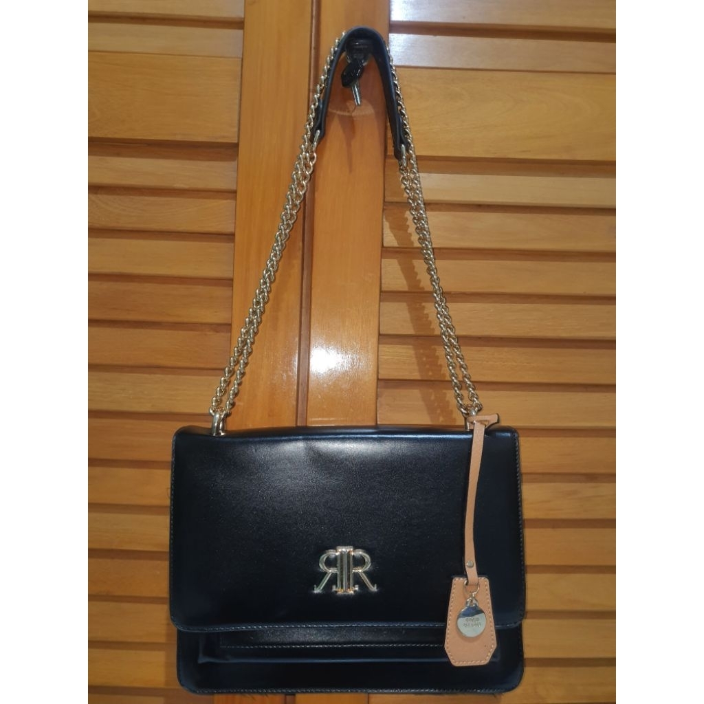 Preloved River Island Bag Rir Medium Satchel Tas Wanita Handbag Crossbody Selempang Rantai Black Hit