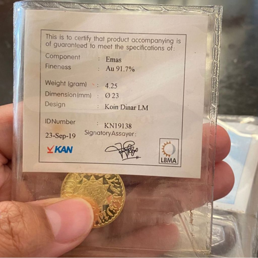 1 dinar antam cod berat 4,25gr