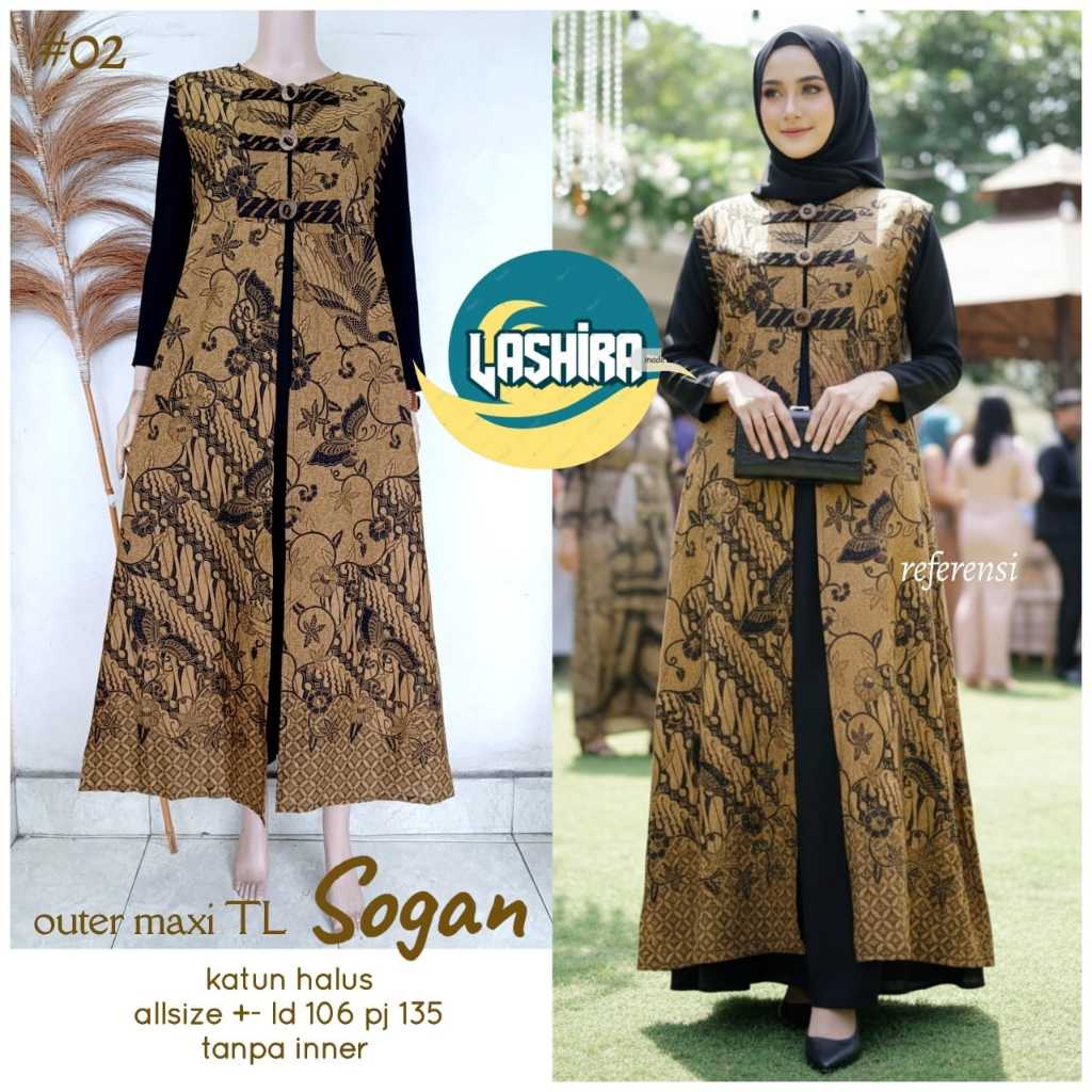 Outer Batik Panjang Vest Batik Tanpa Lengan Original ALAIKA Katun Halus Premium All Size LD 106 PB 1